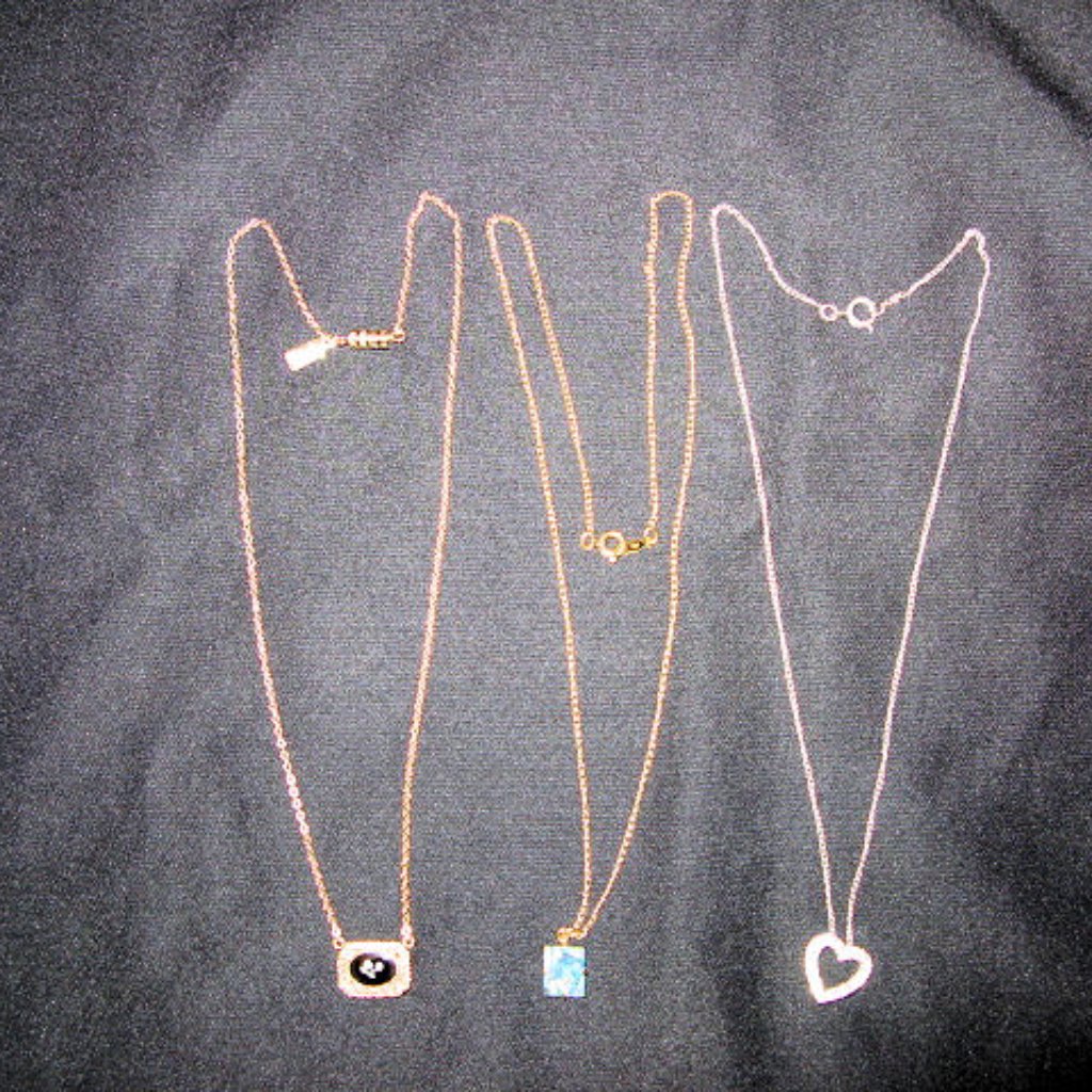 3 Vintage Pendants With Chains, 1928 Floral, 12k G.F. Crystal Mosaic, Rhinestone